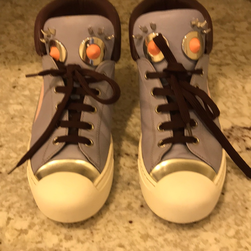 FENDI monster high top leather sneakers 💯